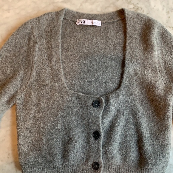 Zara knit cropped sweater gray - Picture 4 of 6
